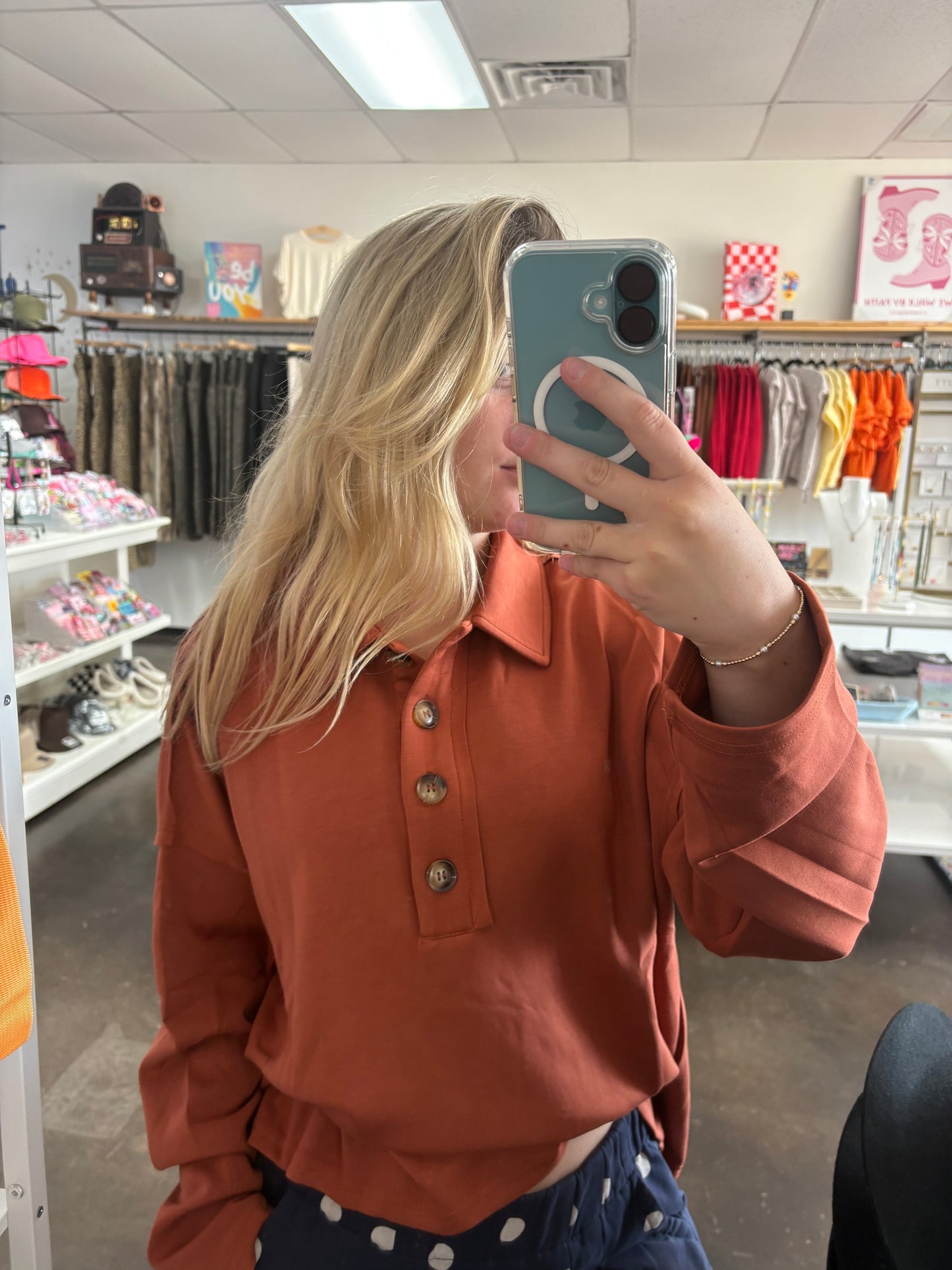 Quarter button up long sleeve