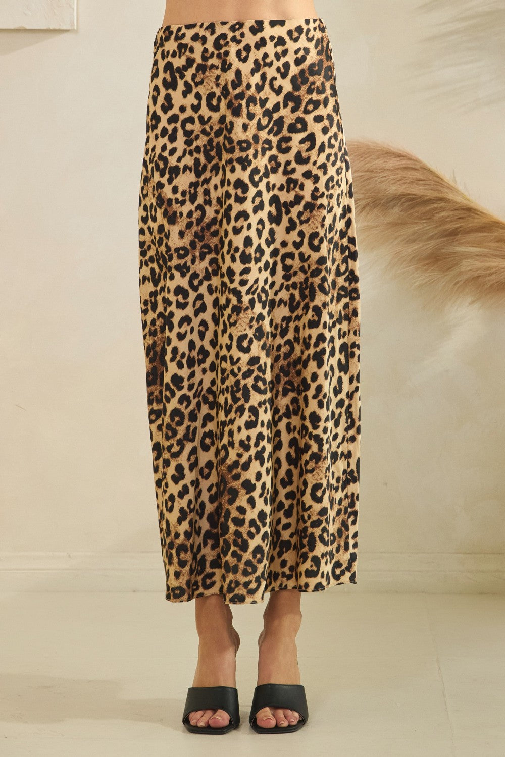 DARK LEOPARD SATIN SKIRT