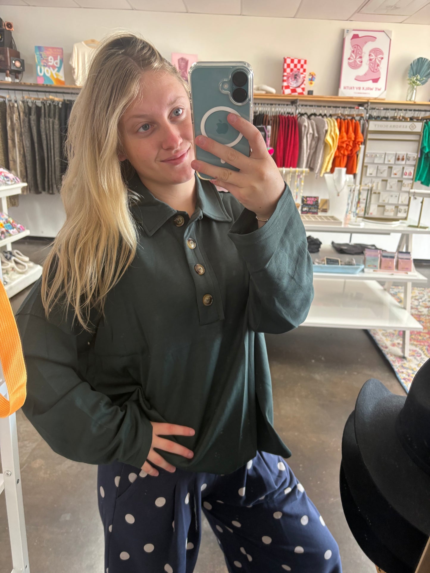 Long sleeve quarter button up