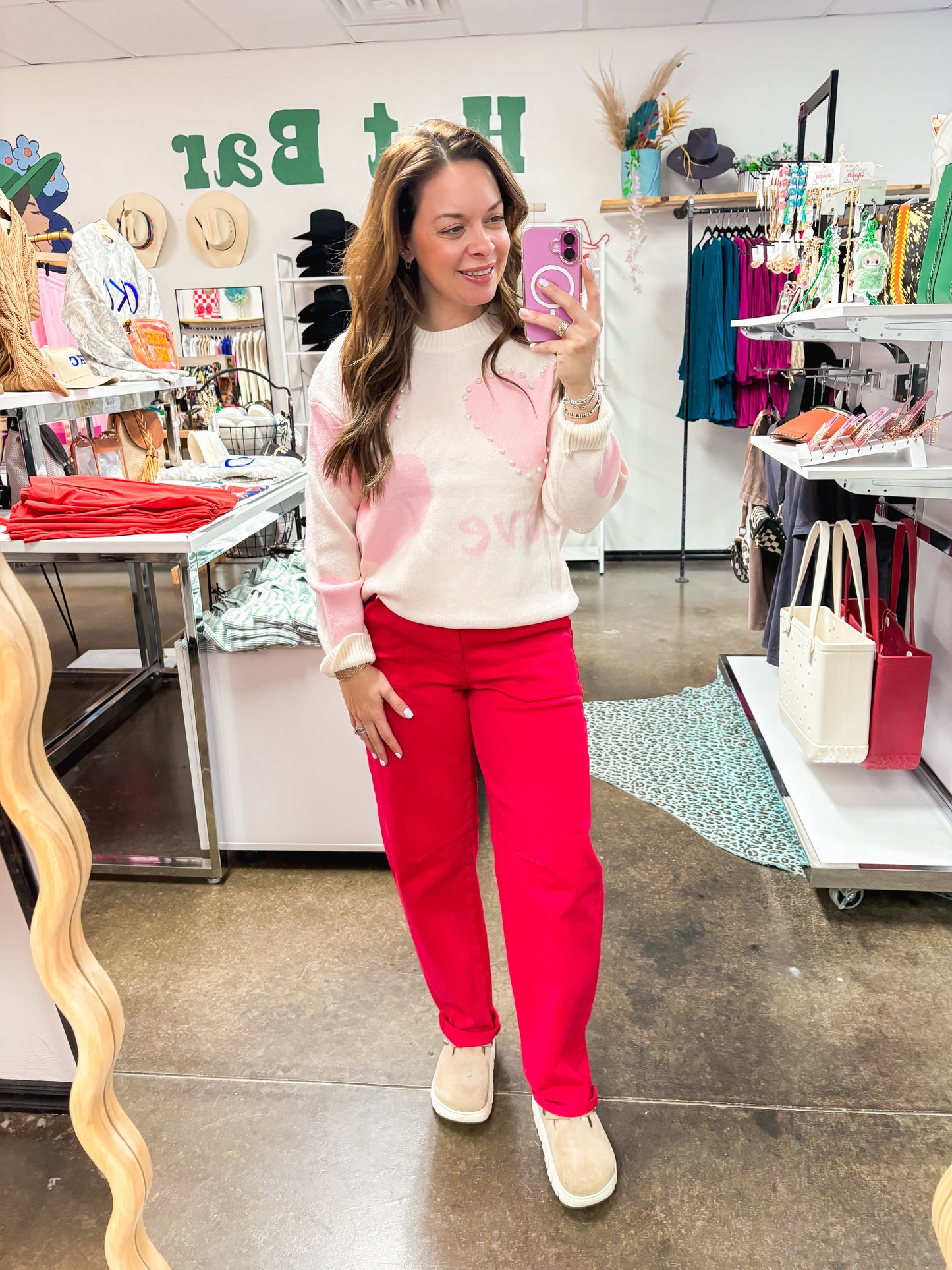 Pink Pearl heart sweater