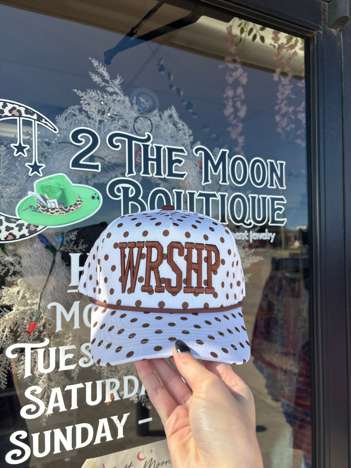 “WRSHIP” Embroidered Polka Dot Hat