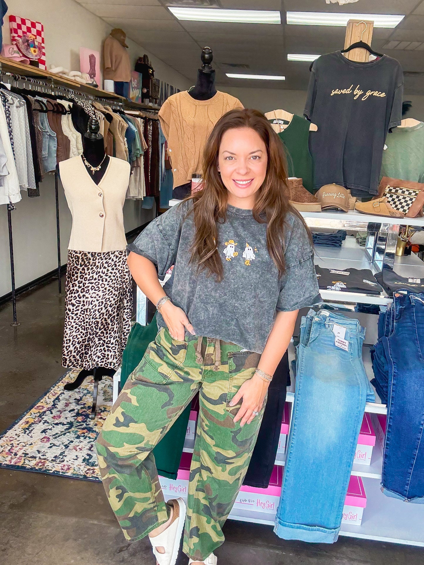 Camo Slouchy Cropped Barrel Pants