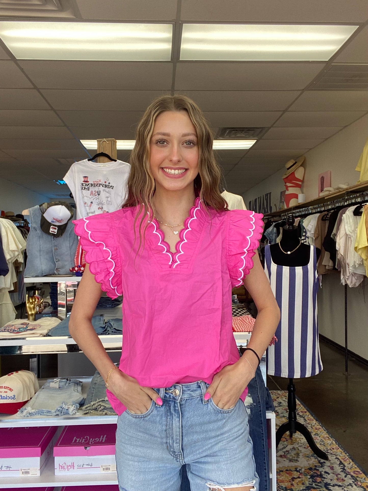 Ruffle v-neck top