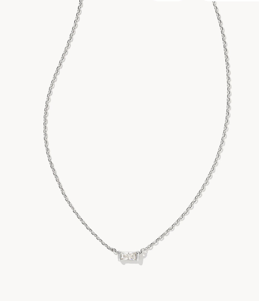 Juliette Silver Pendant Necklace in White CZ
