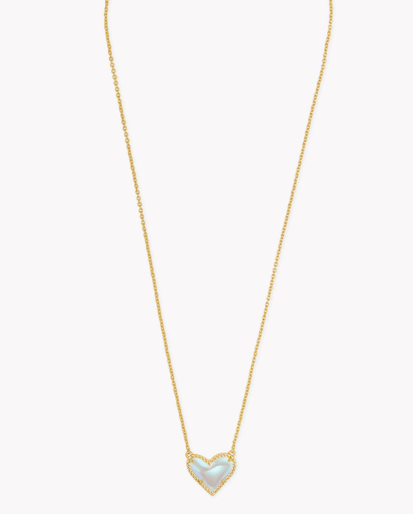 Ari Heart Gold Pendant Necklace in Dichroic Glass