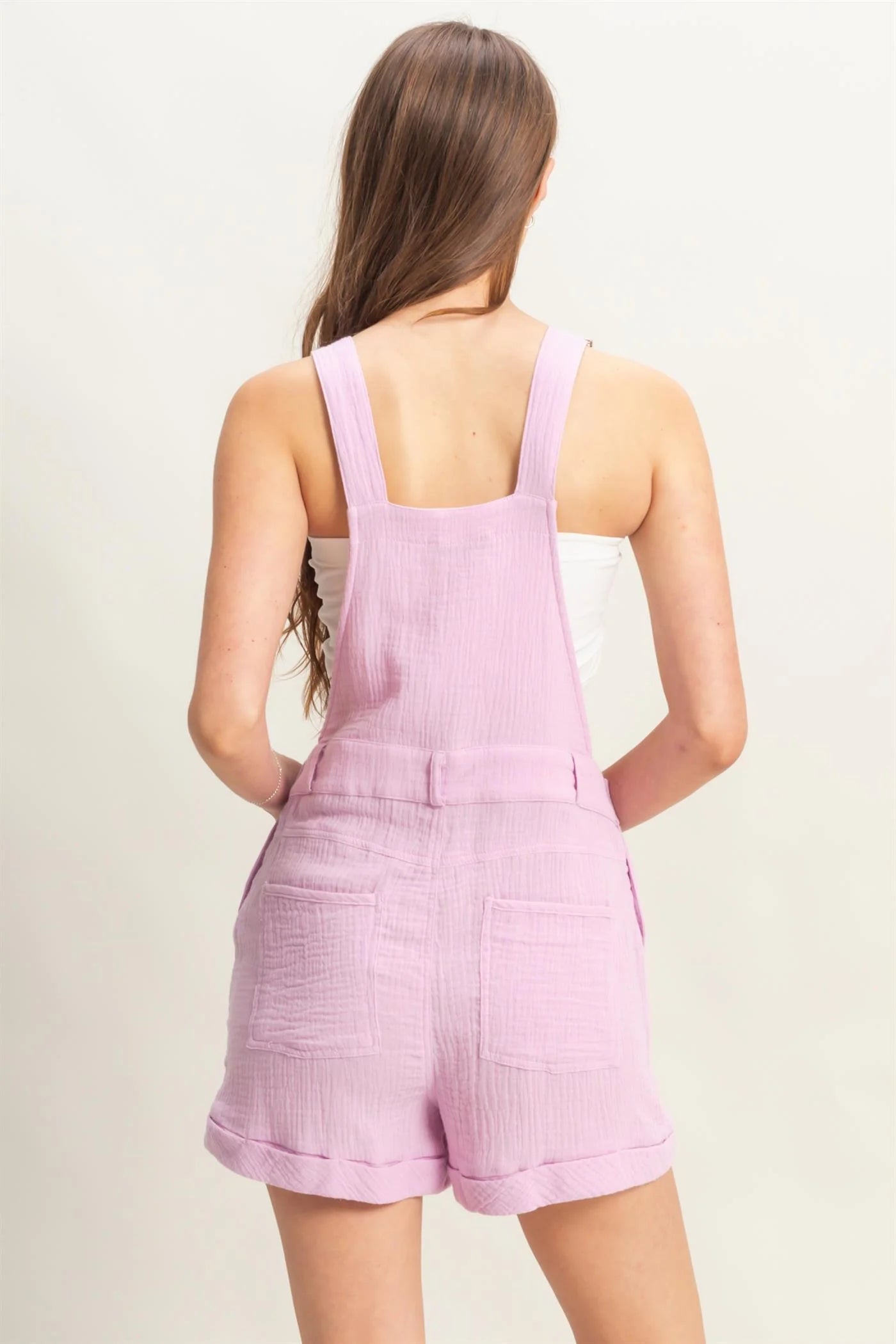Double Gauze Front Pocket Overall Romper