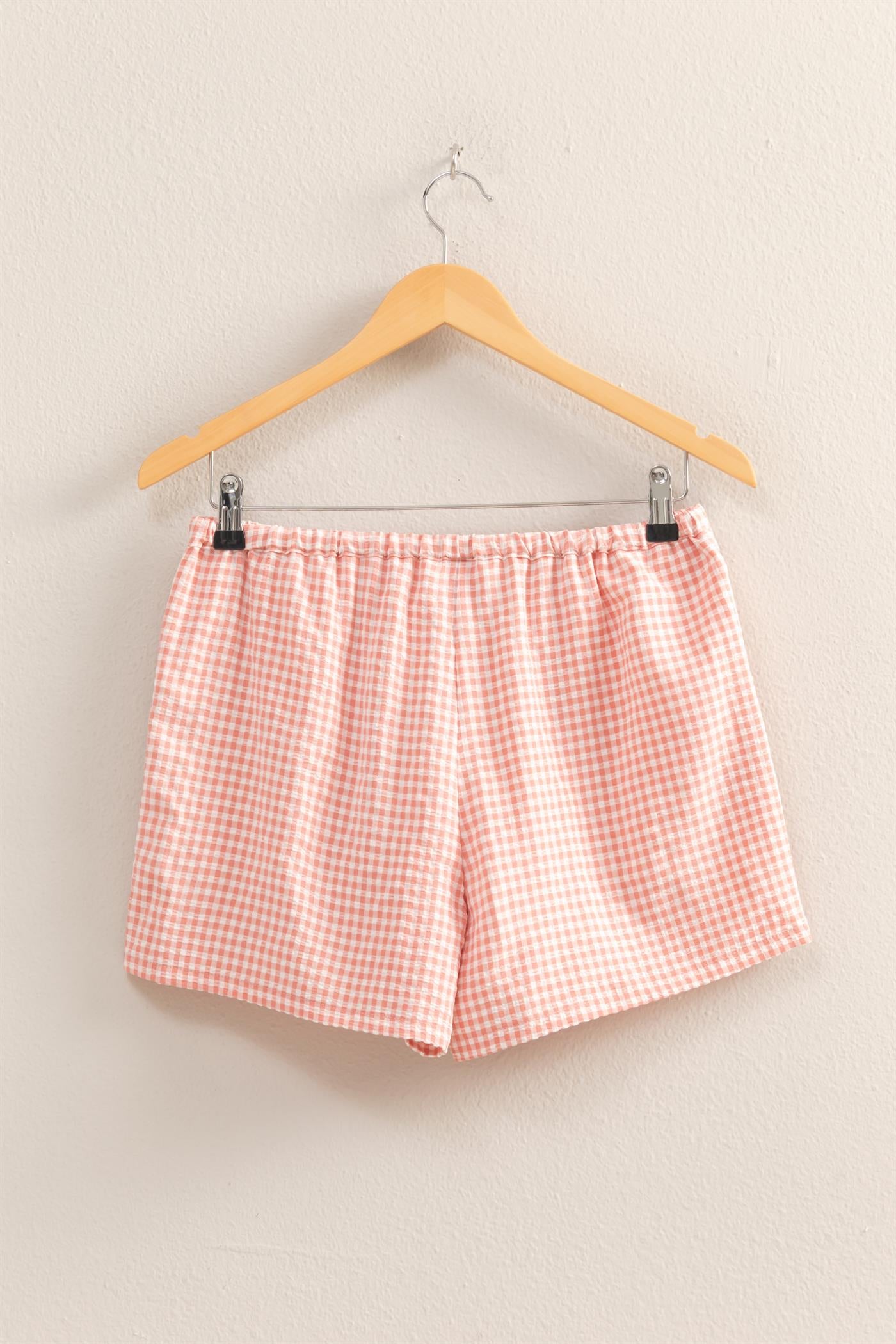 Gingham Pattern Relaxed Fit Shorts