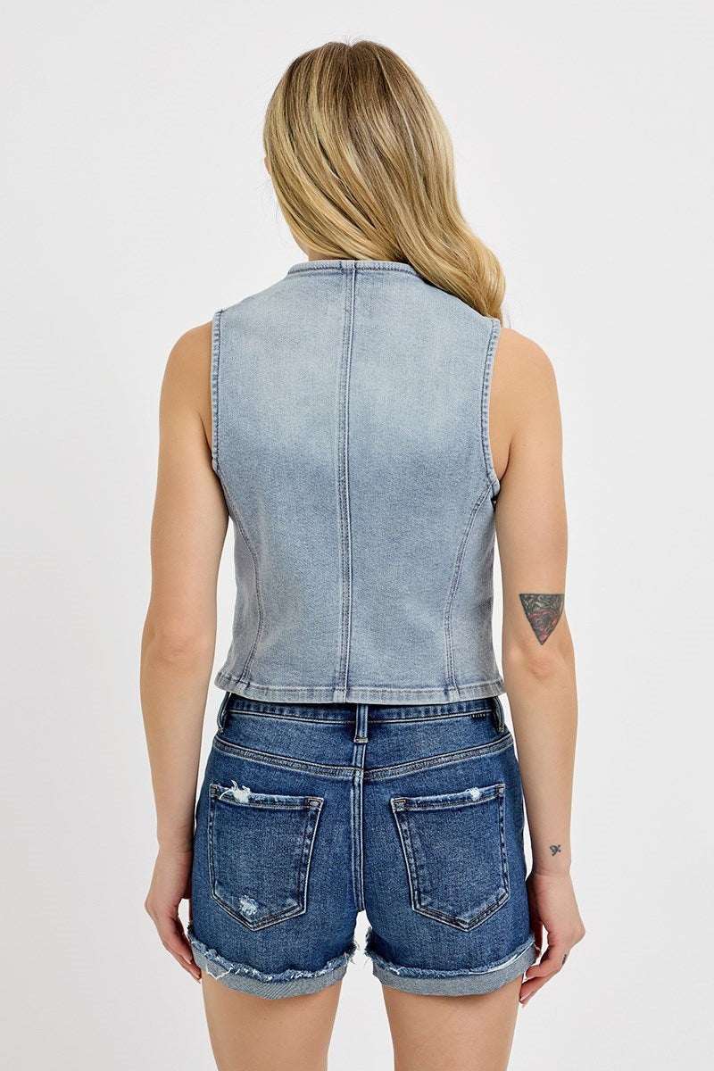 V Neck Button Down Vest