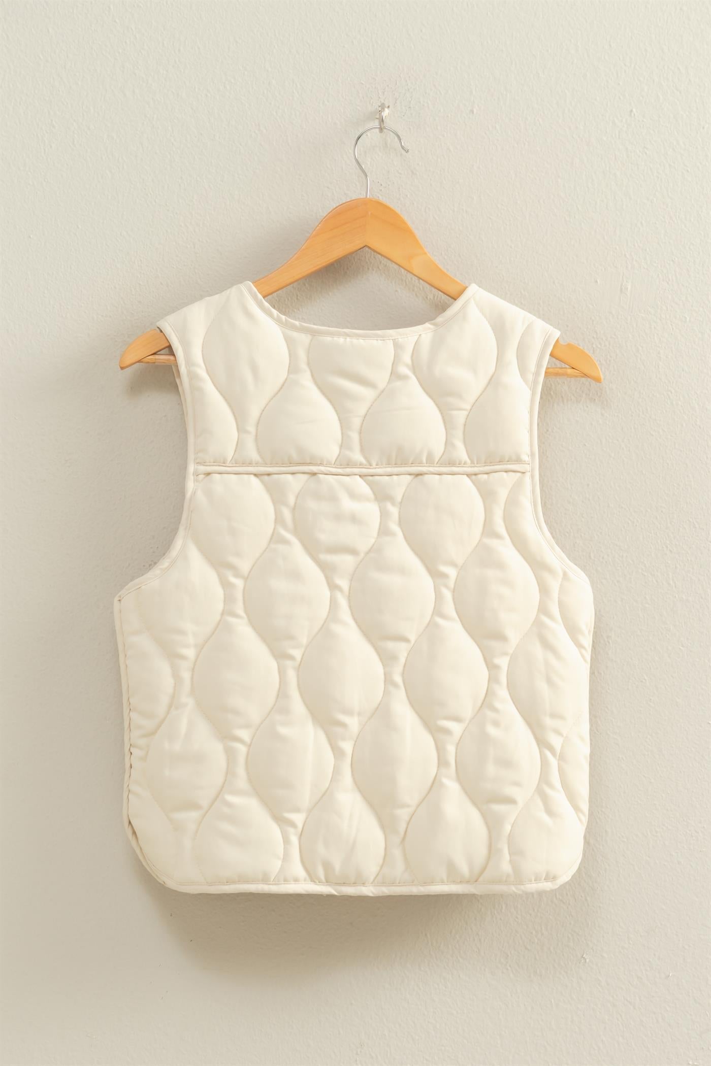 Quilted Vest With Tie-Front And Patch Pockets
