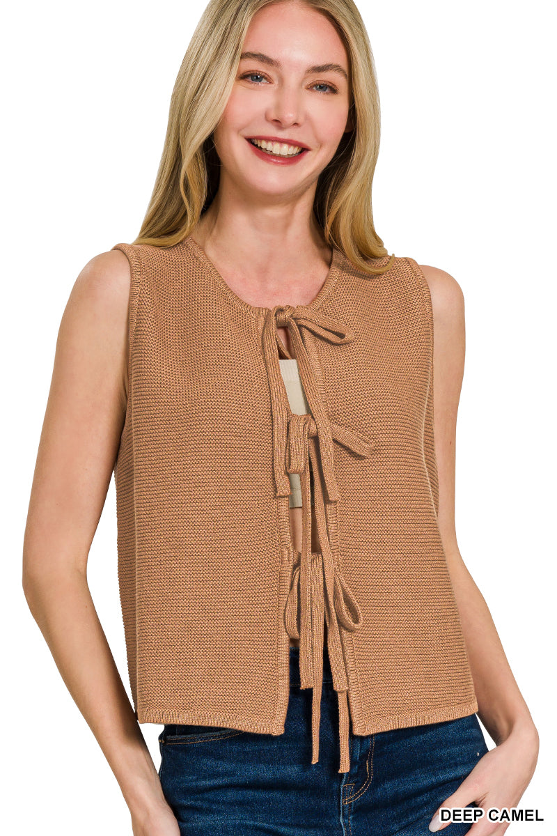 TIE FRONT SWEATER VEST