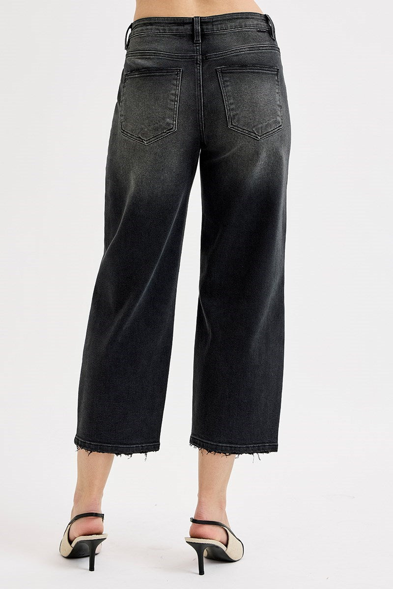 SLOUCHY CROP WIDE BARREL LEG JEANS