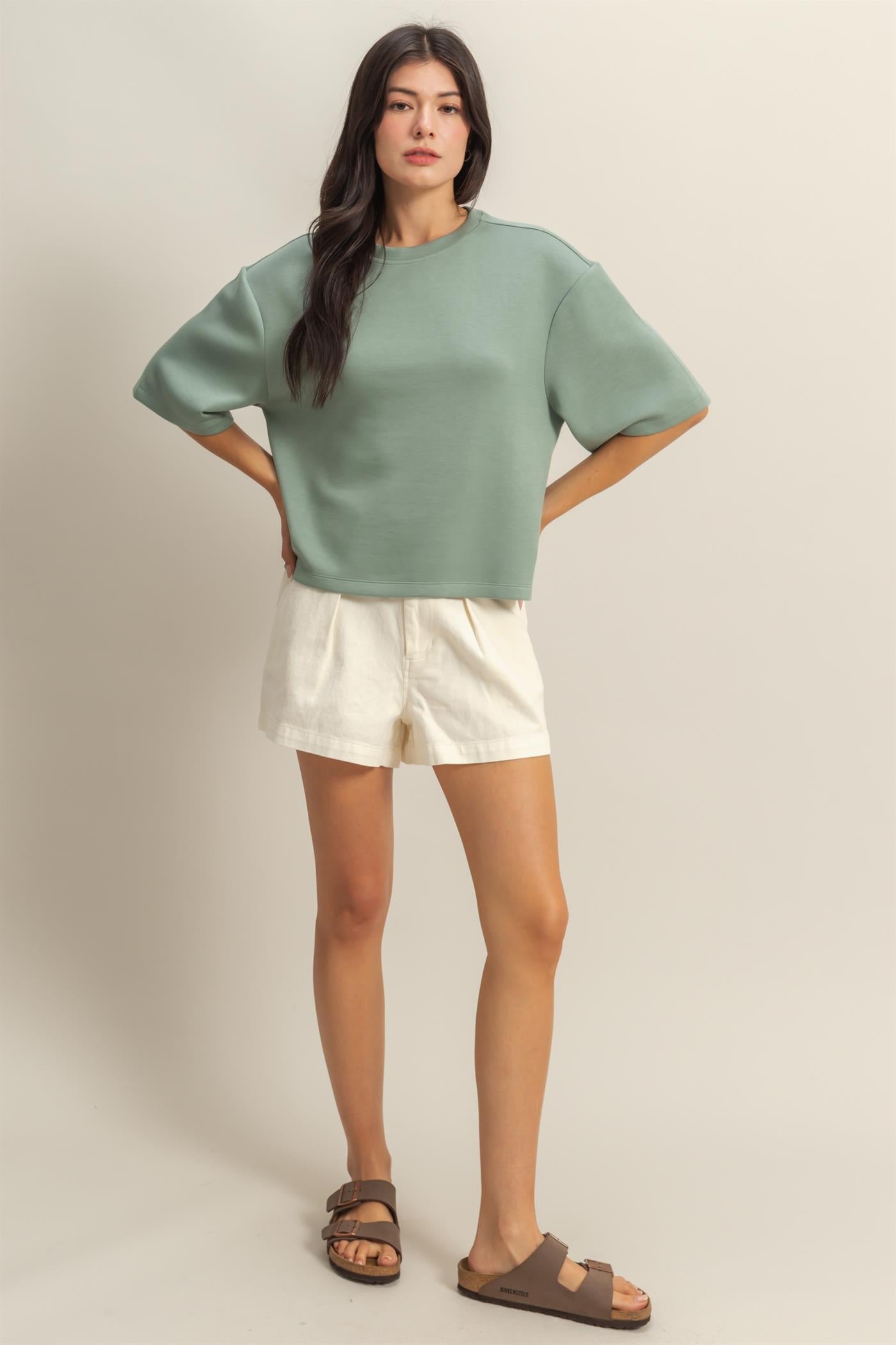 Double Knit Drop Shoulder Everyday Basic Top