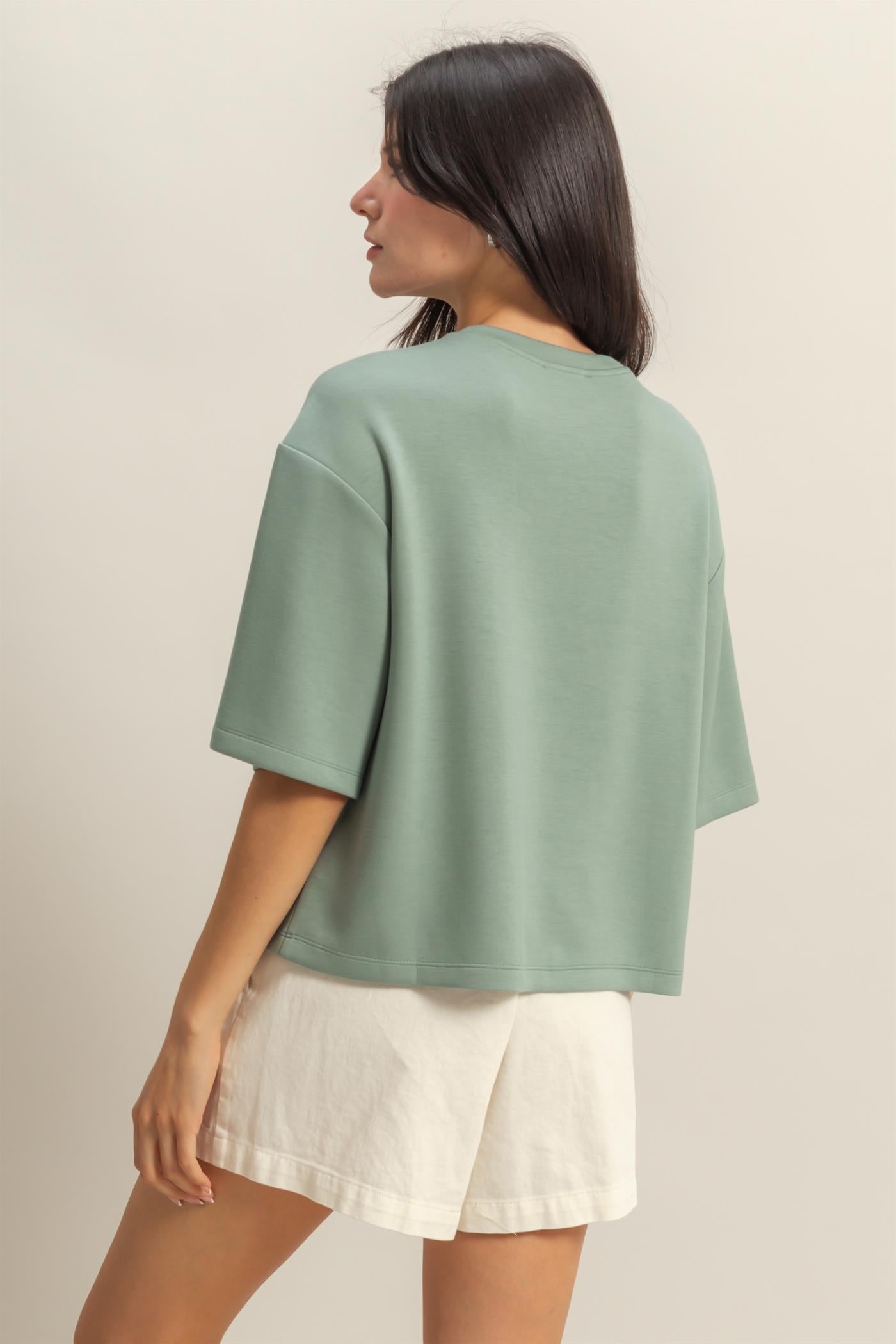 Double Knit Drop Shoulder Everyday Basic Top