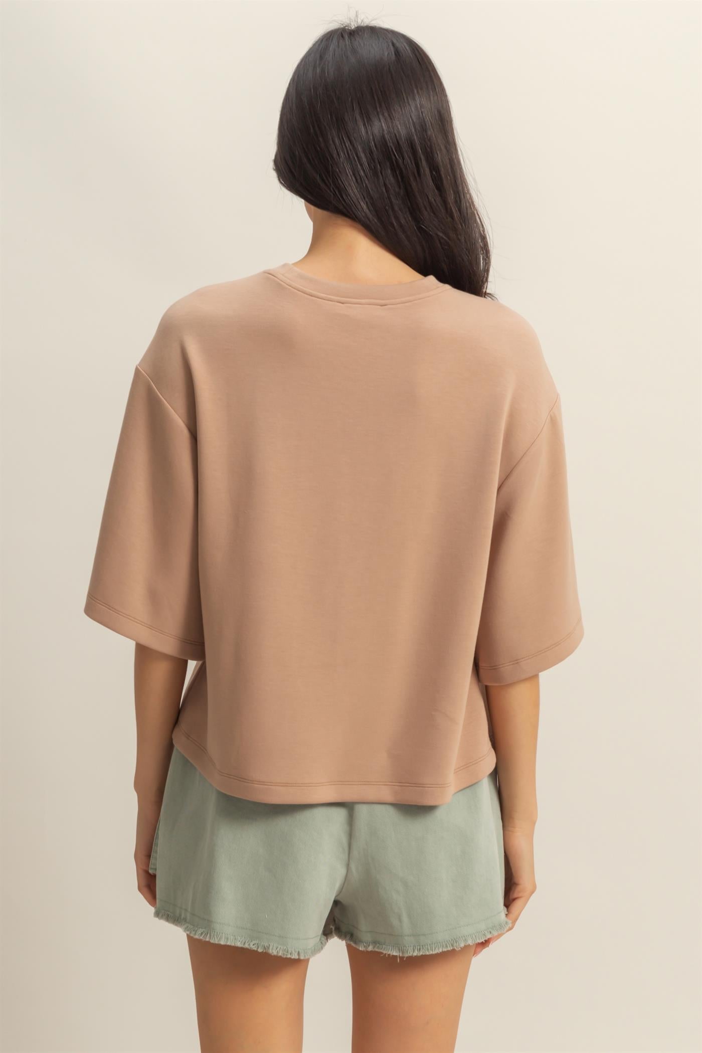 Double Knit Drop Shoulder Everyday Basic Top