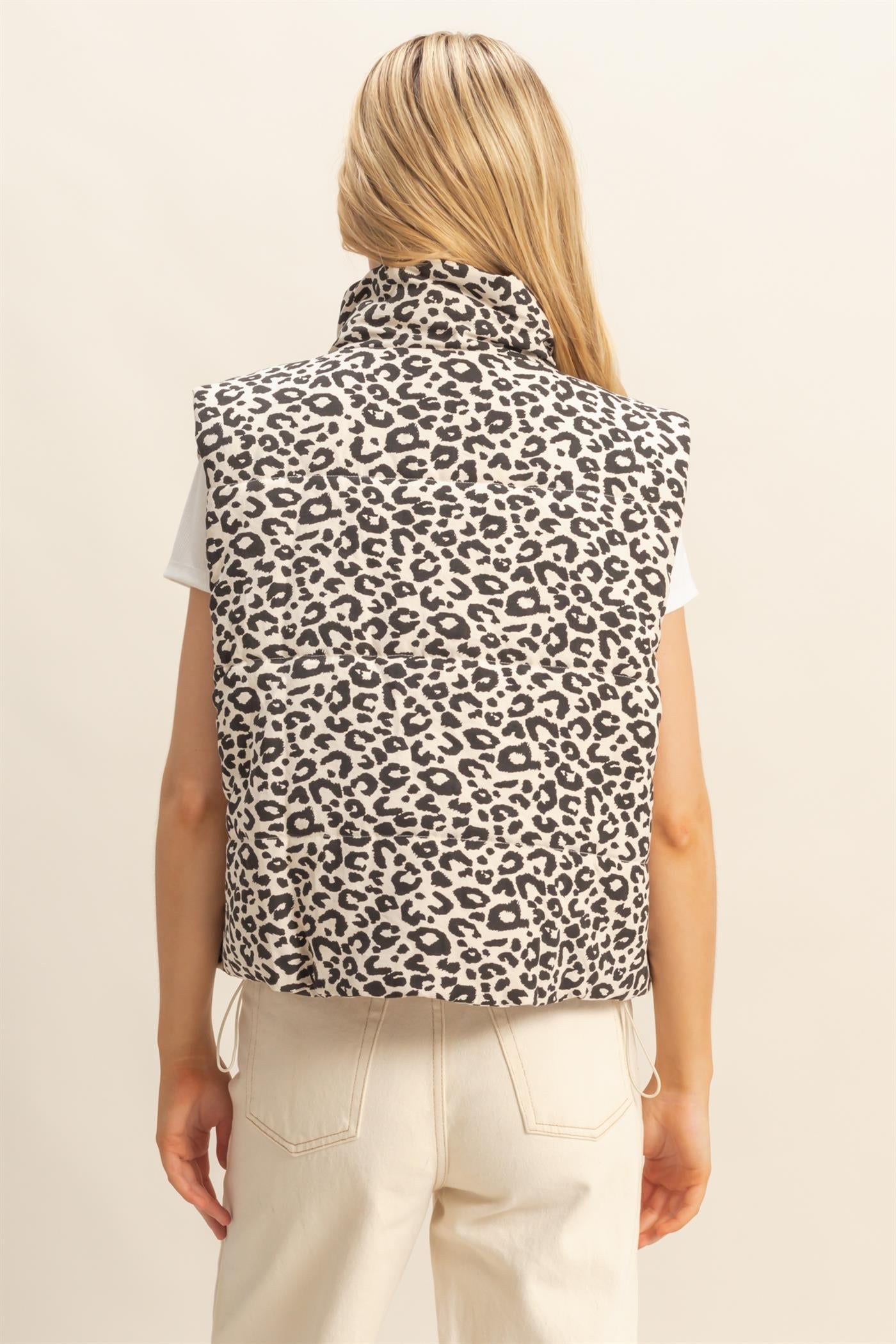 Leopard Print Puffer Vest