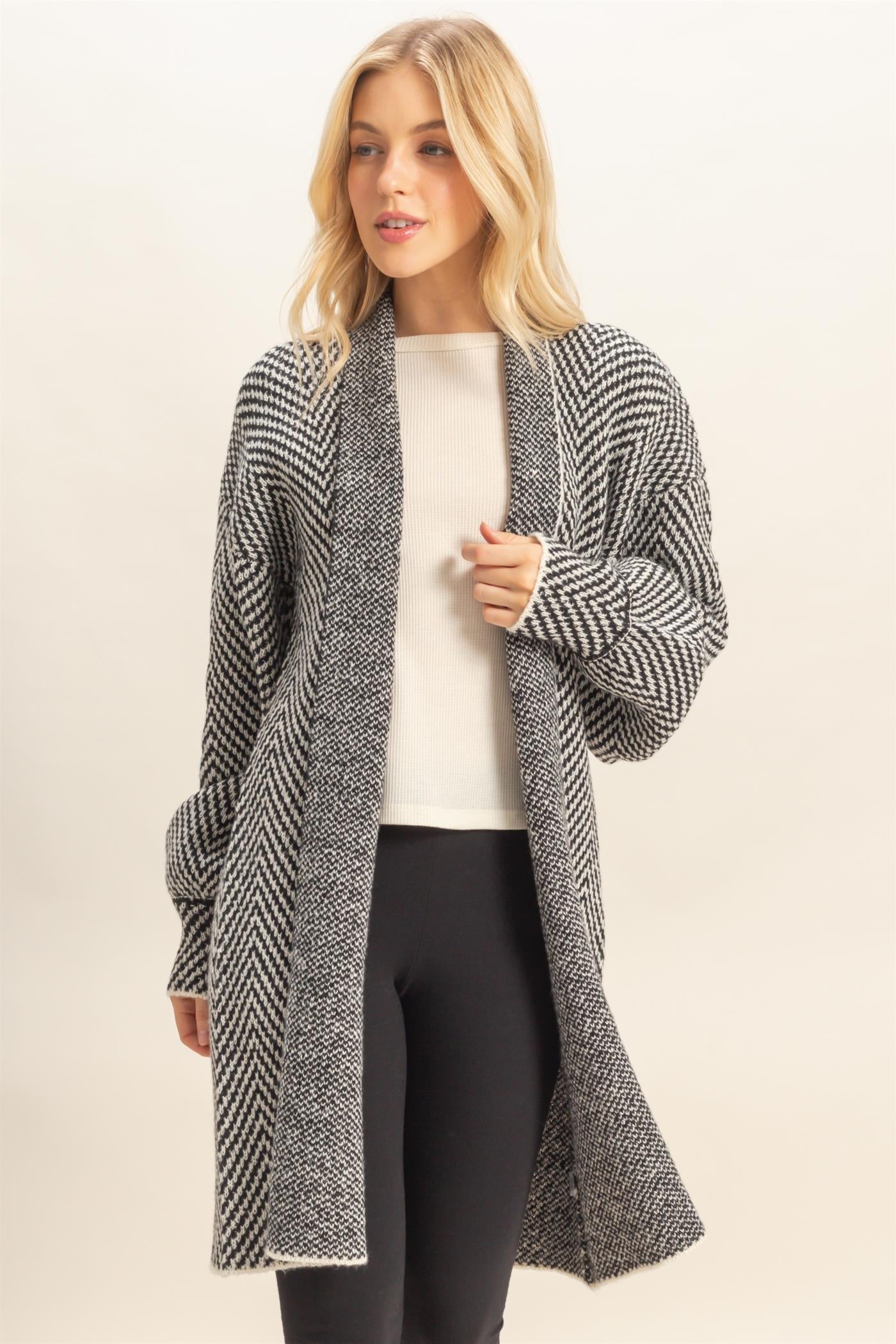Herringbone Sweater Cardigan