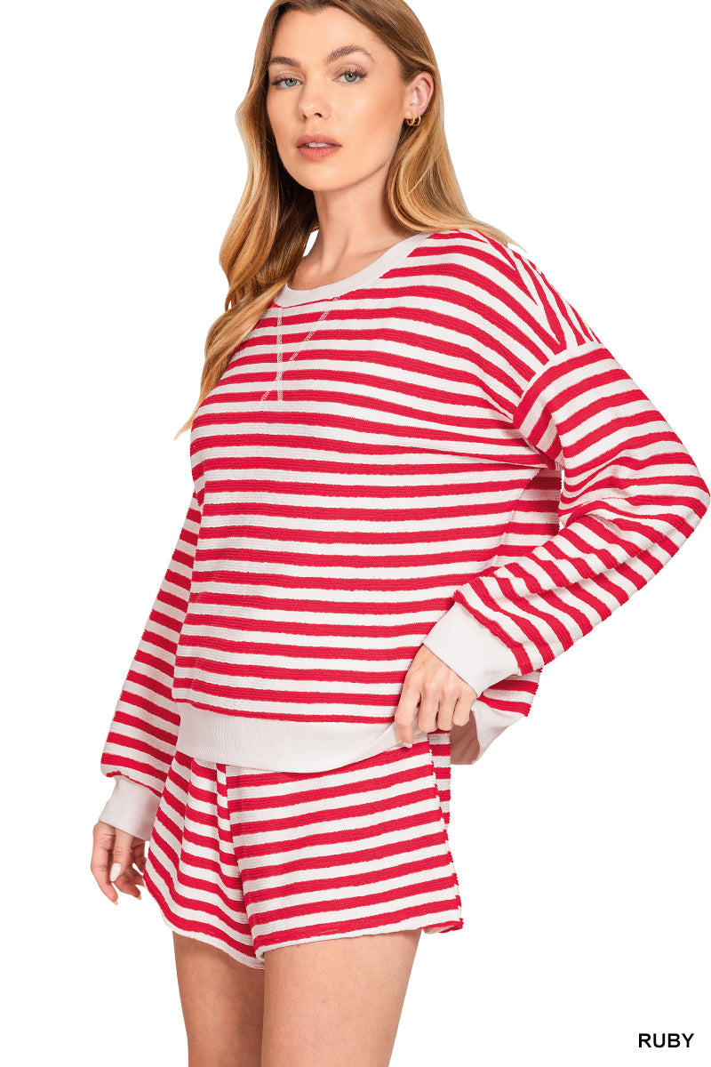 STRIPED PULLOVER & SHORTS SET