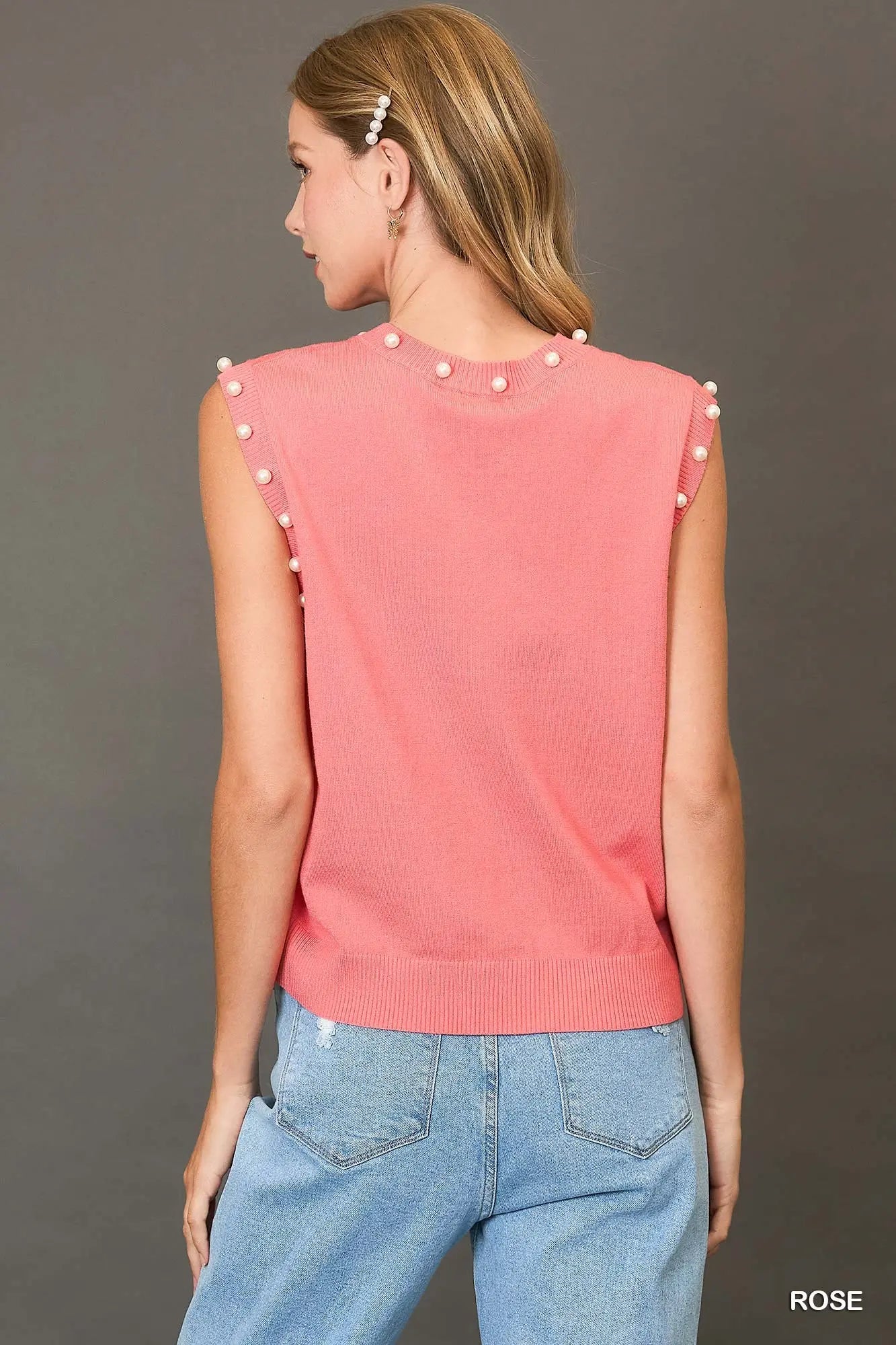 Rose pearl sweater vest