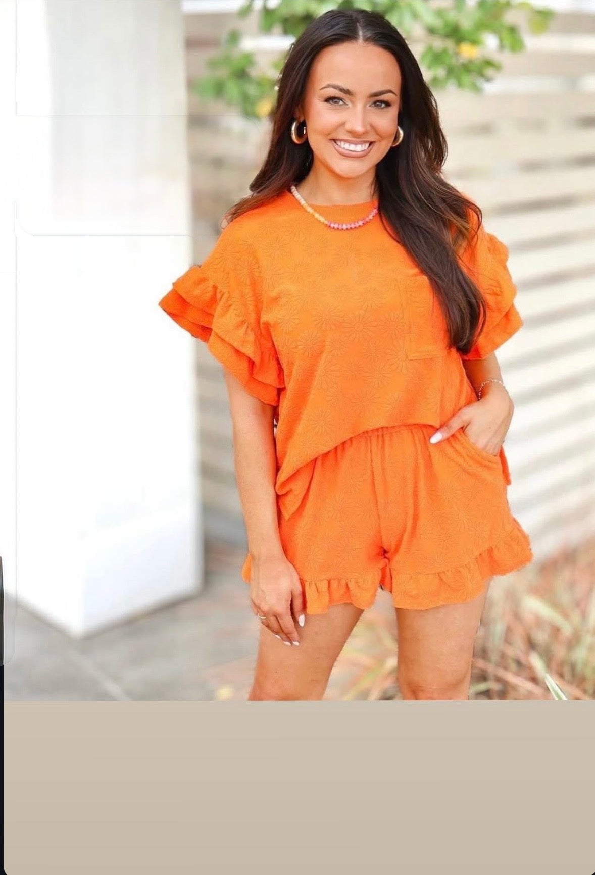 Ruffle Set/ Floral print/ Orange