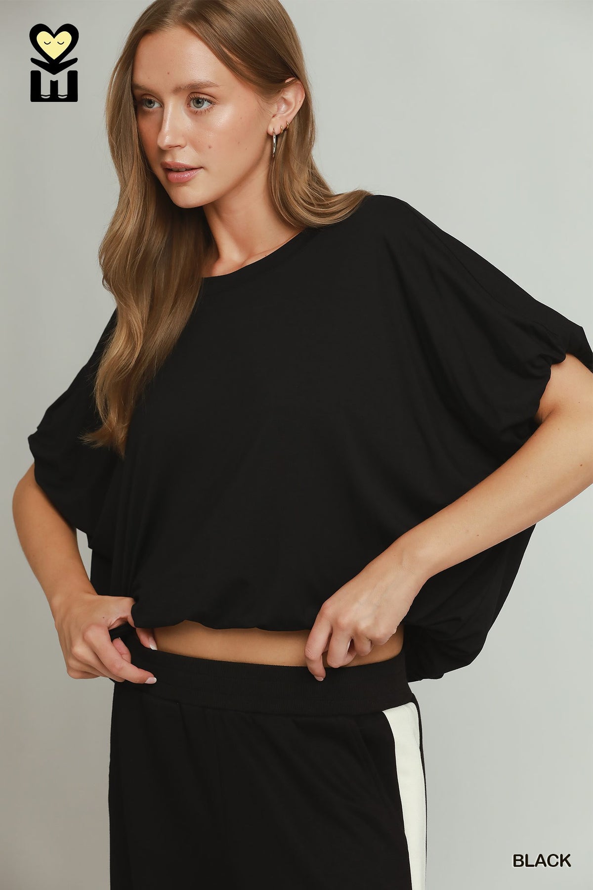 Double Lined Bubble Sleeve & Hem Top