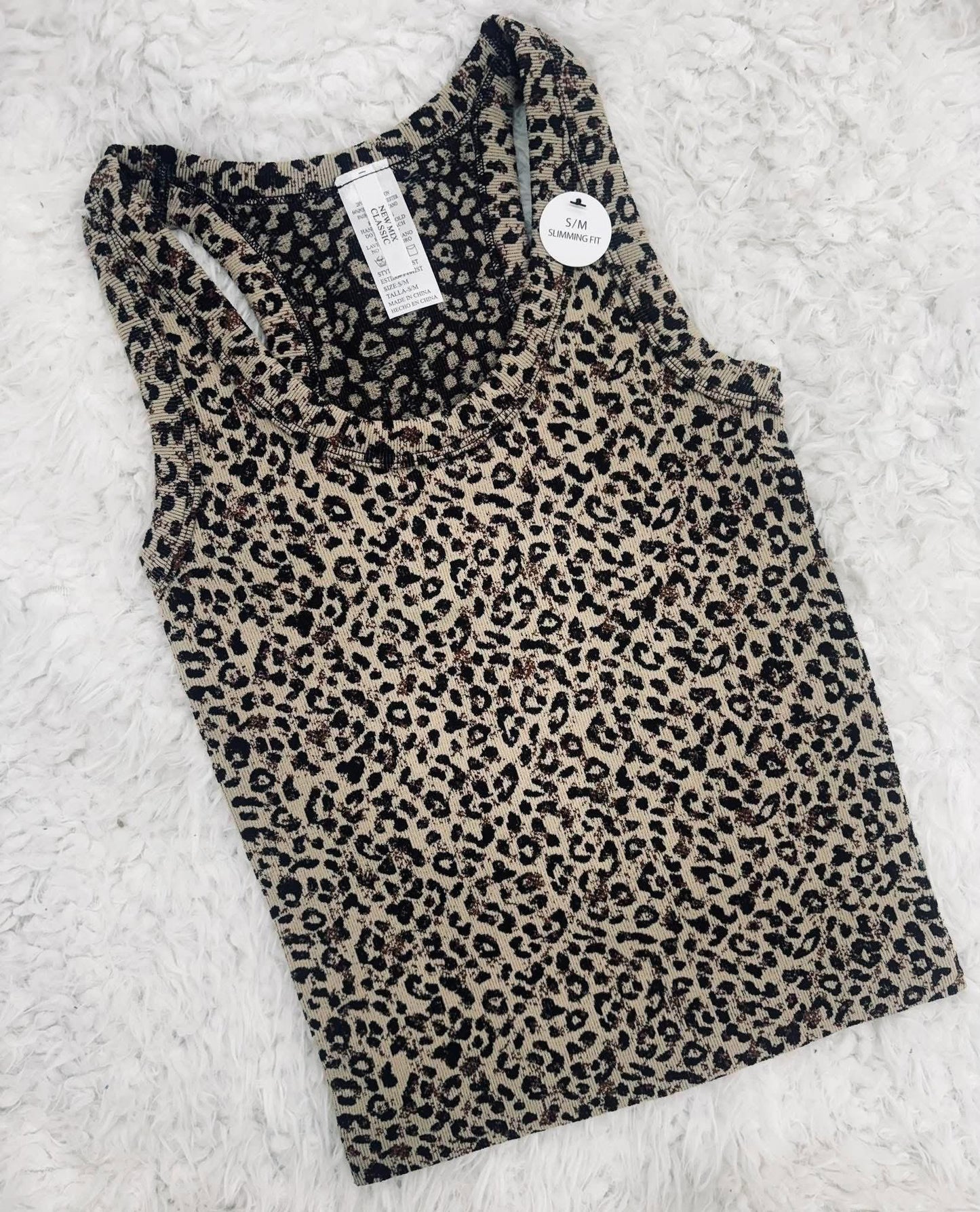 Leopard Slim Fit Tank Top/ Nude