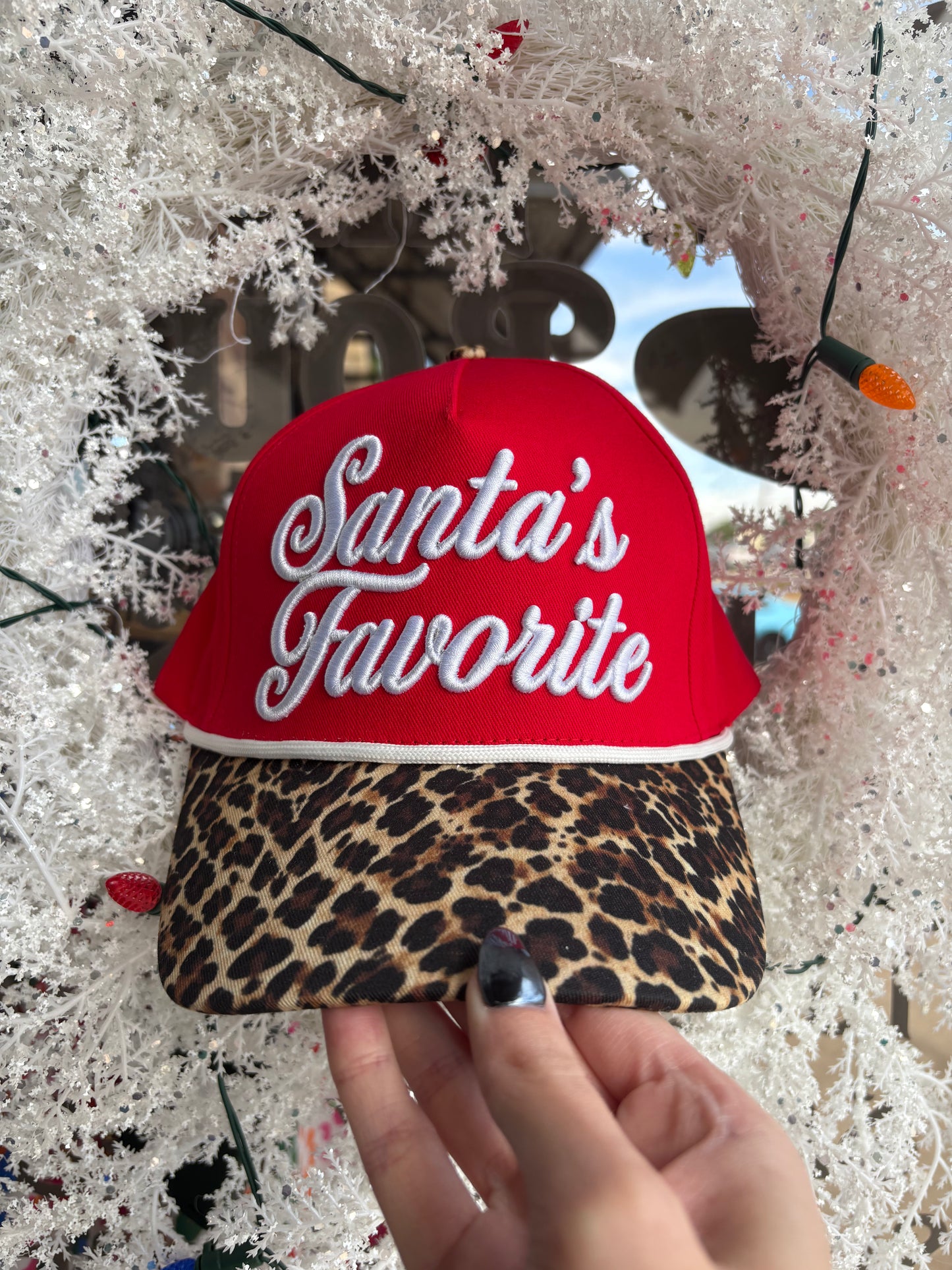 “Santa’s Favorite” Leopard Hat