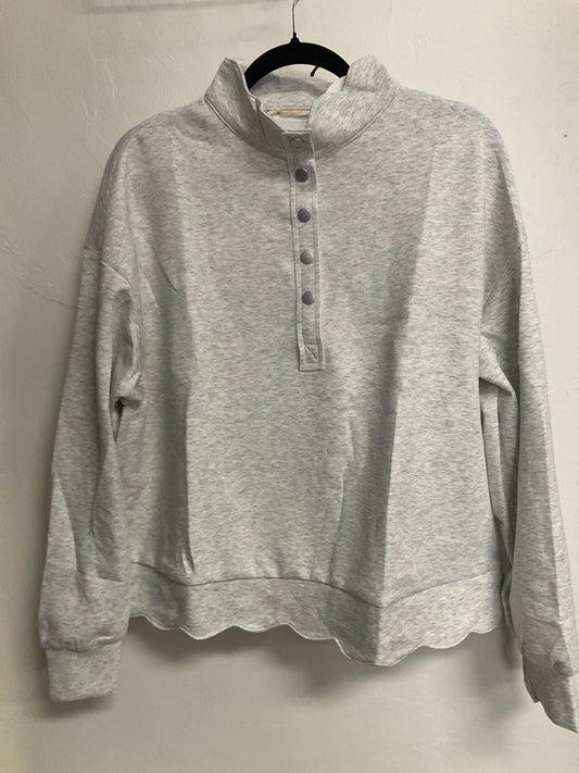 Grey Luxeknit Scallop Hem Snap Pullover