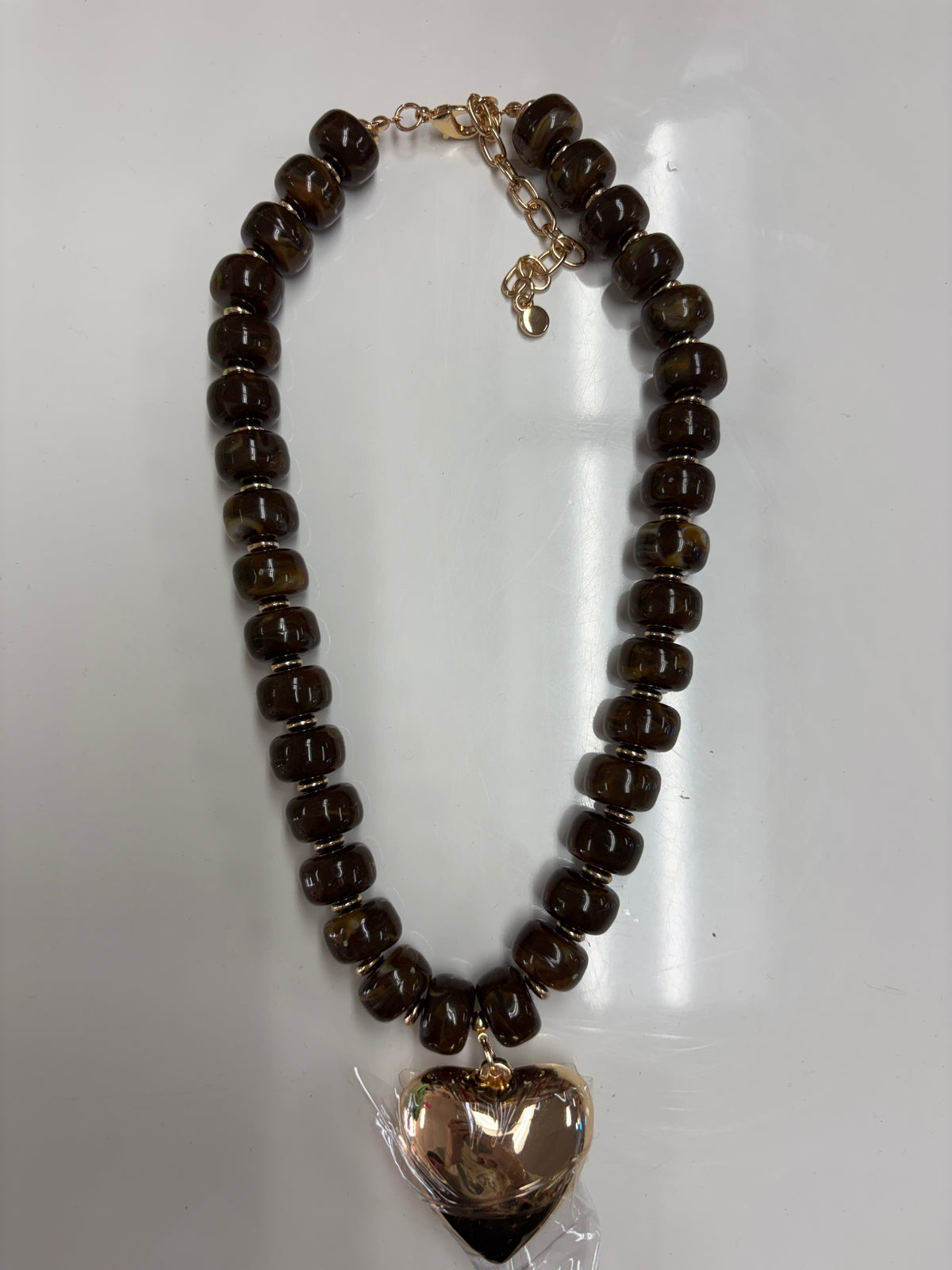 Chunky Beaded Heart Necklace