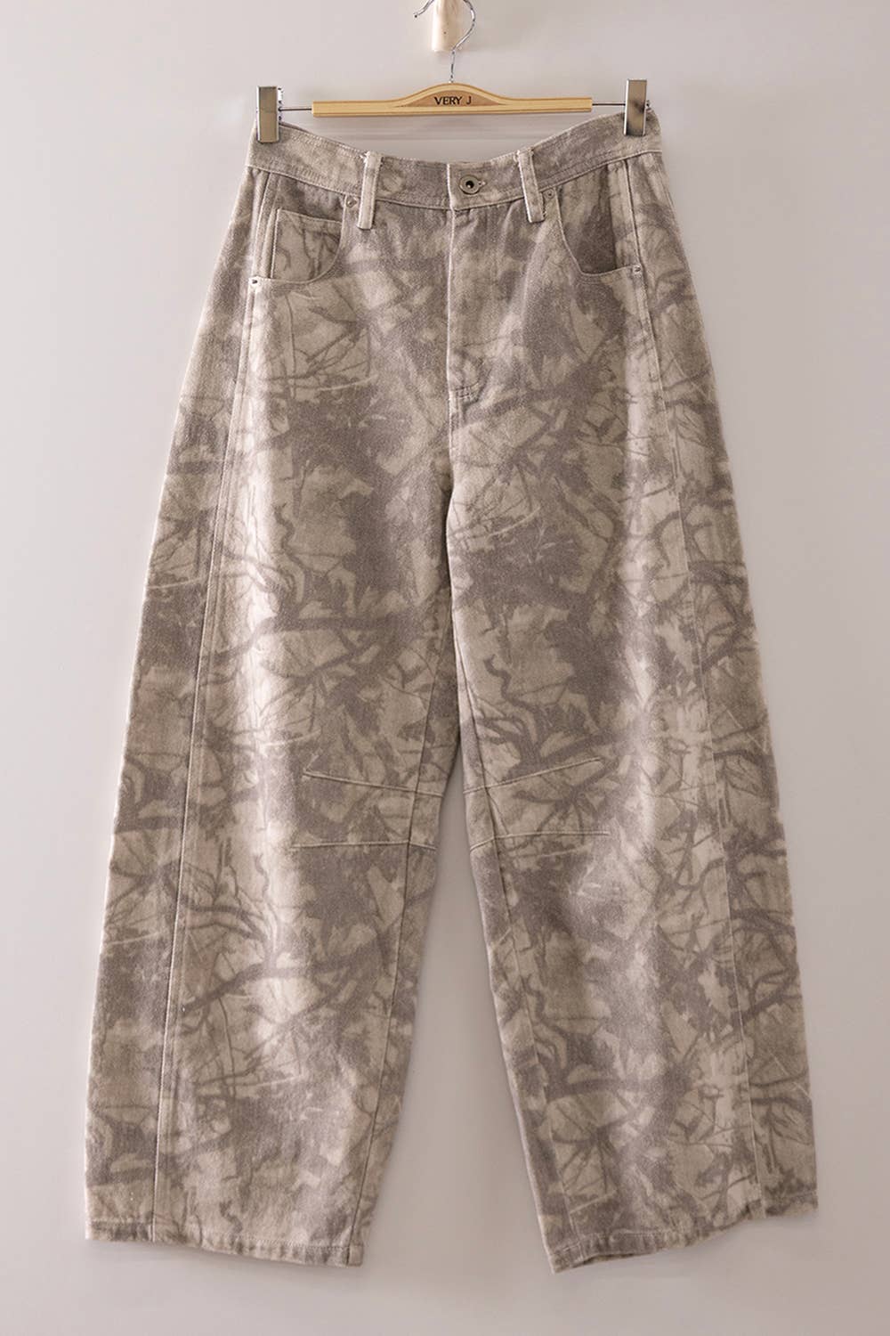 Allover Print Barrel Pants: CAMO BRANCH