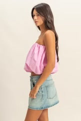 Bubble Strapless Top in Pink