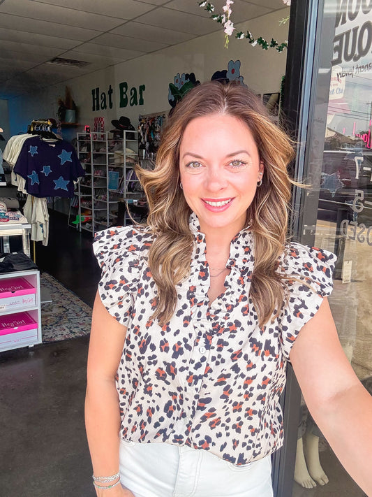 Leopard Ruffle blouse