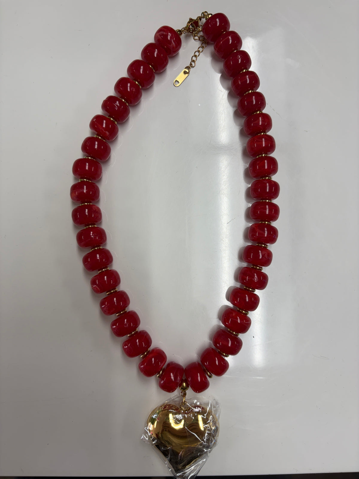 Chunky Beaded Heart Necklace
