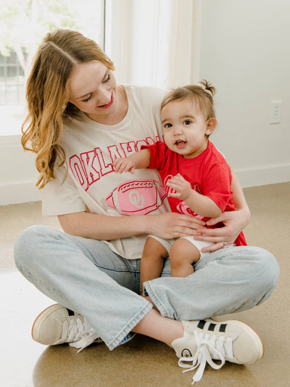 OU Sooners Wonka Football Off White Cropped Tee