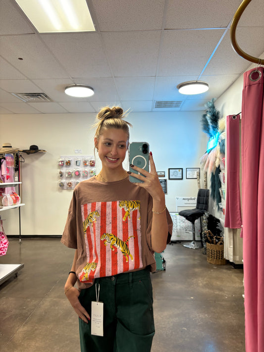 Tigers and stripes graphic tee
