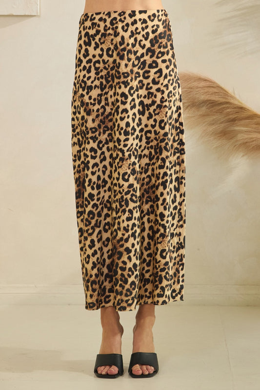 DARK LEOPARD SATIN SKIRT