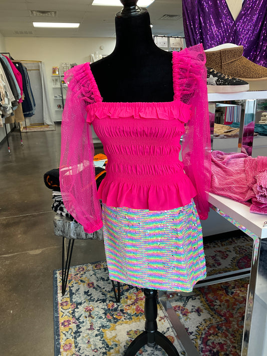 Multi Colored Sequin Mini Skirt