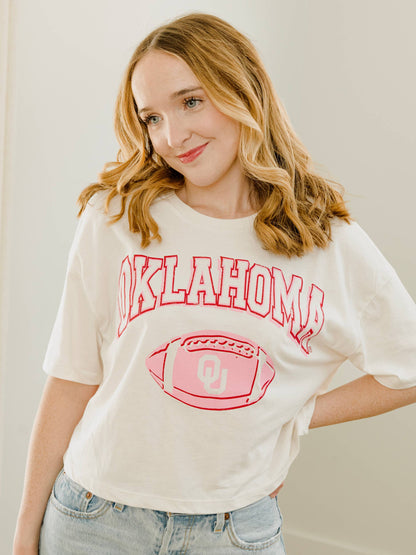 OU Sooners Wonka Football Off White Cropped Tee