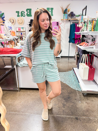 Ash Jade striped shorts set