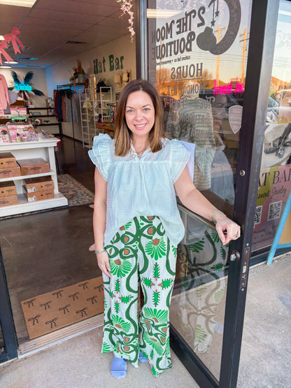 Abstract Geo Print Wide Leg Pants