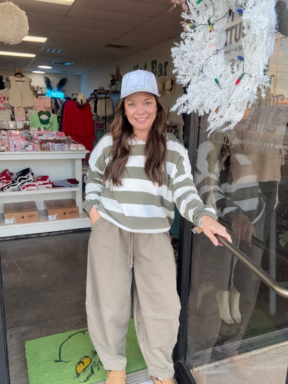 Green striped hoodie