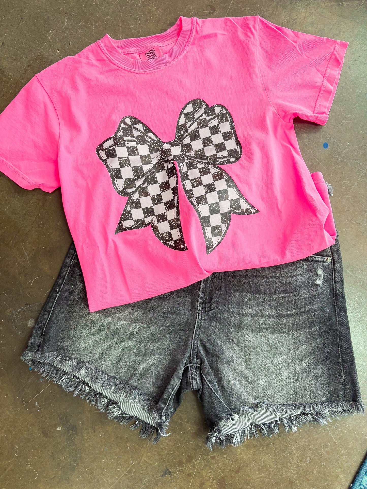 Hot Pink Checkered Tee