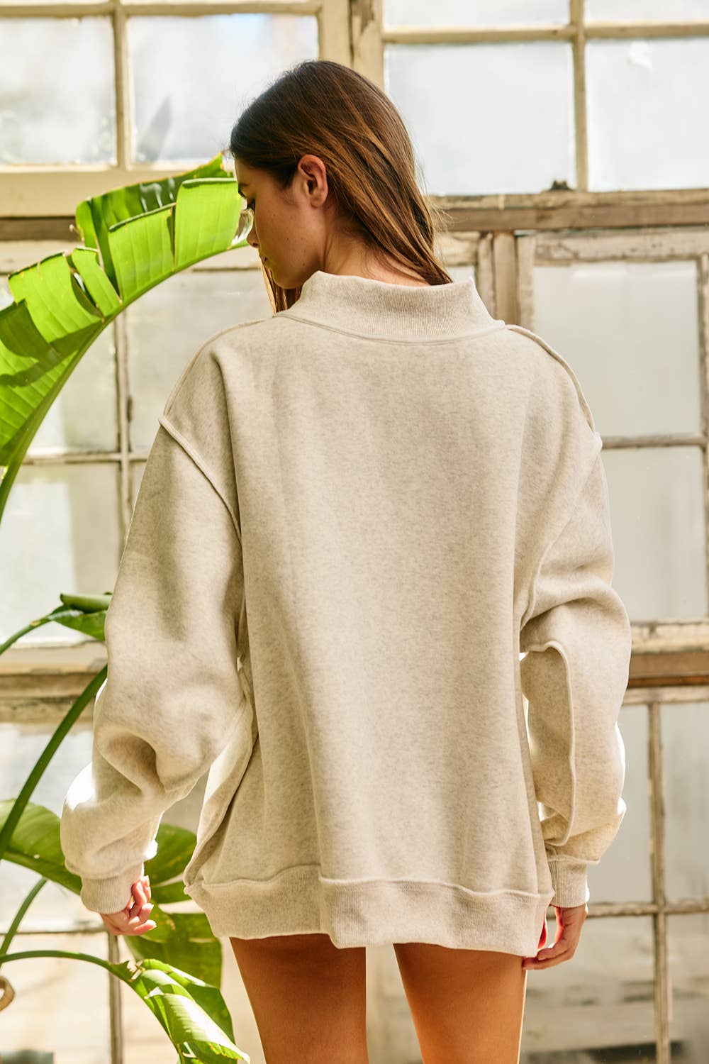 SAVED Embroidered "SAVED" Mock Neck Sweatshirt: Ash Grey