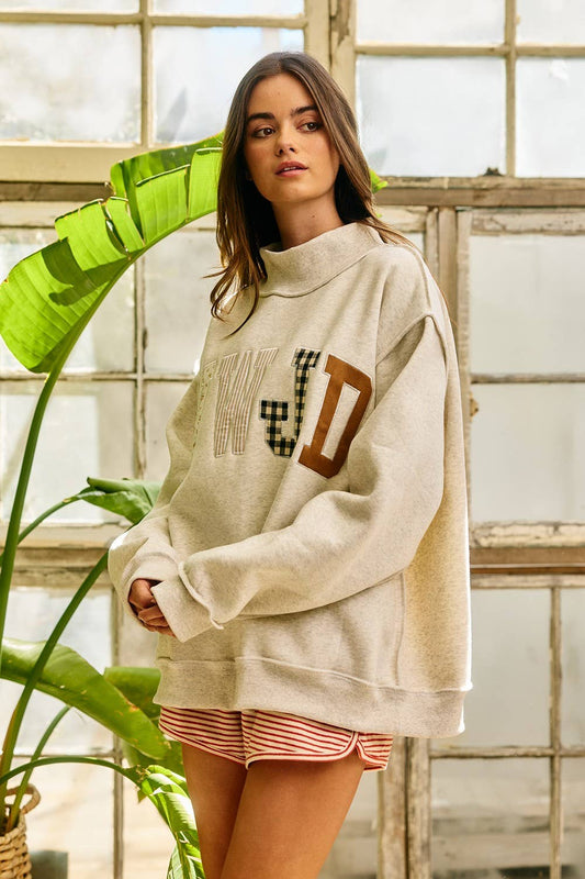 WWJD Embroidered Mock-neck Sweatshirt
: ASH GREY