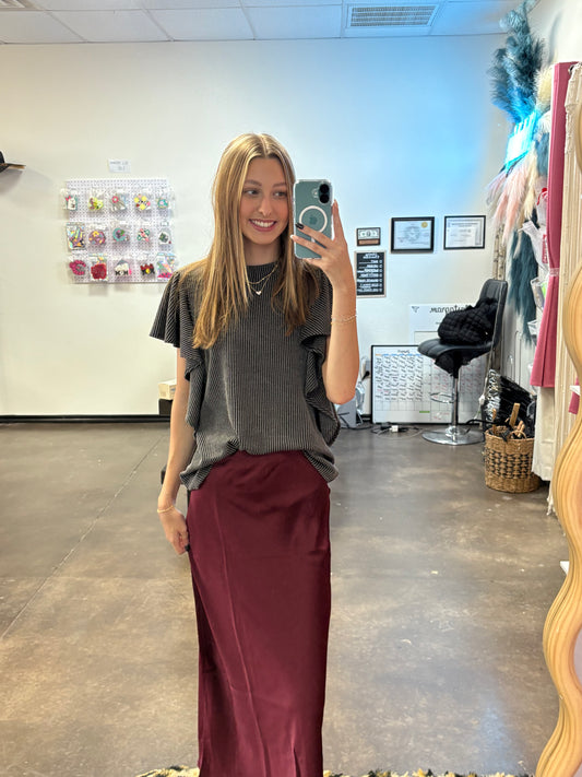 BURGANDY SATIN SKIRT