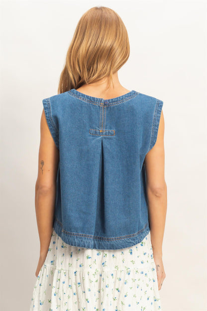 Sleeveless Denim Top