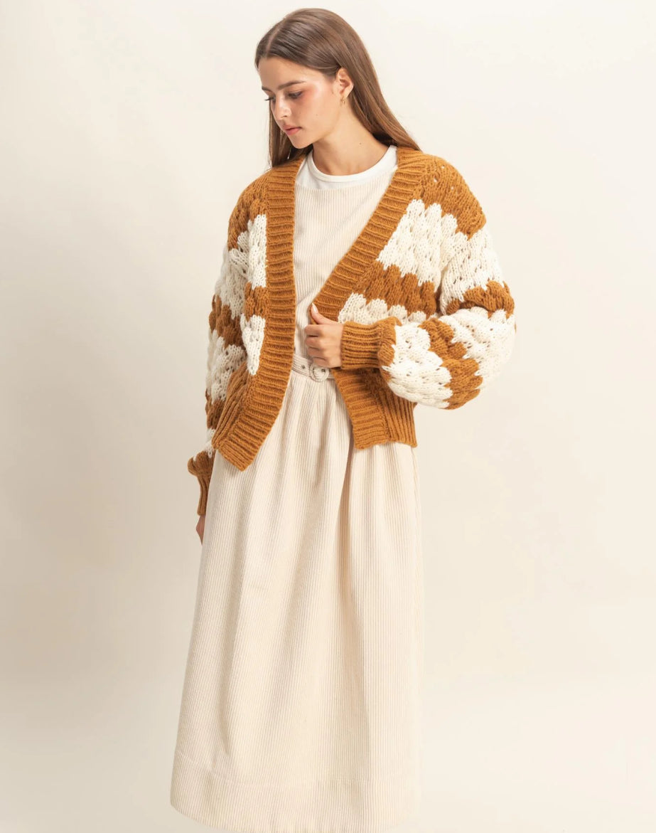Oversized Cloud Pattern Knit Cardigan