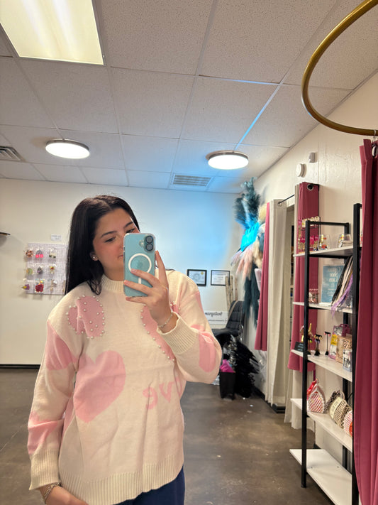 Pink Pearl heart sweater