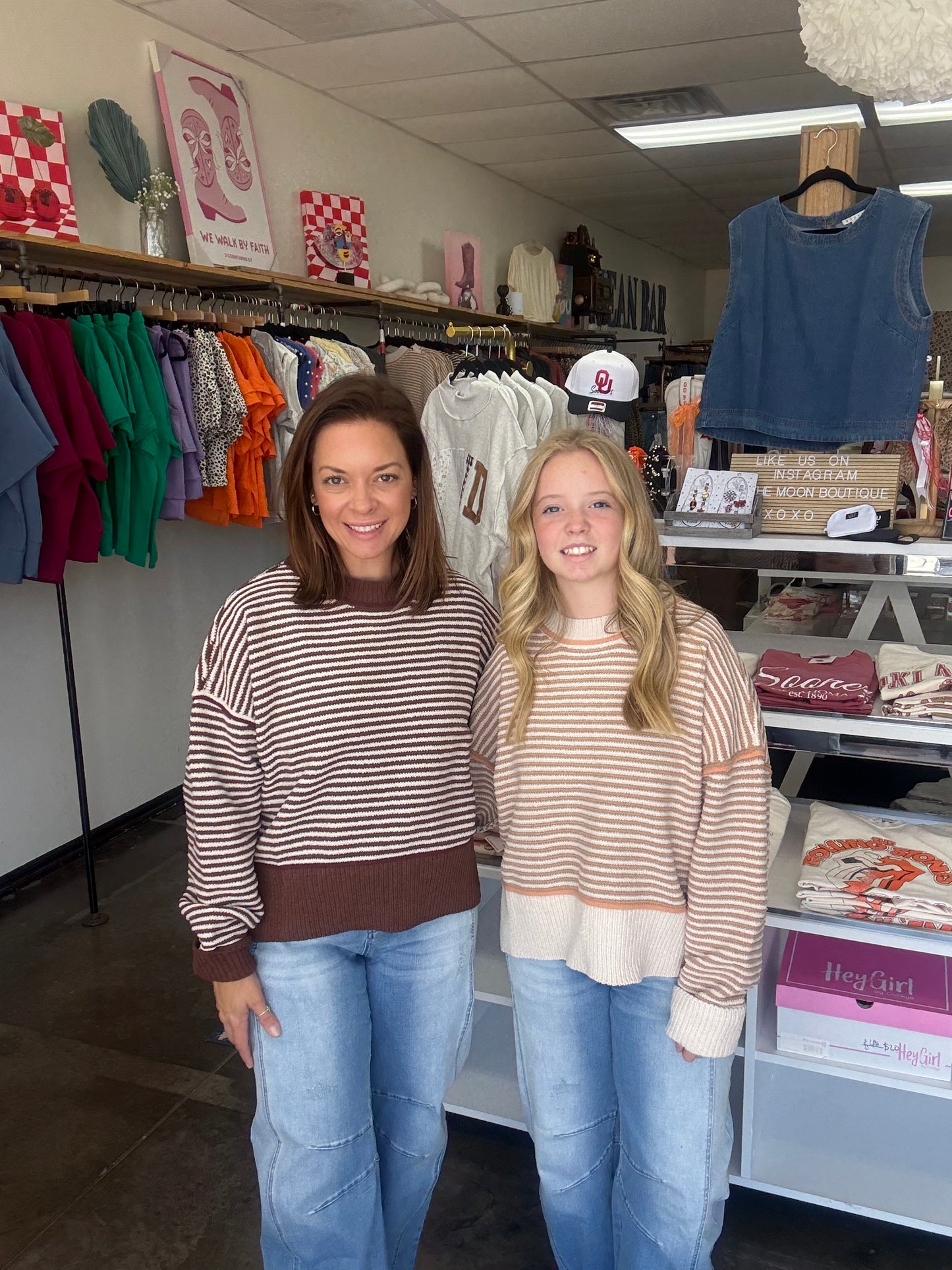 Peach wood Striped Sweater