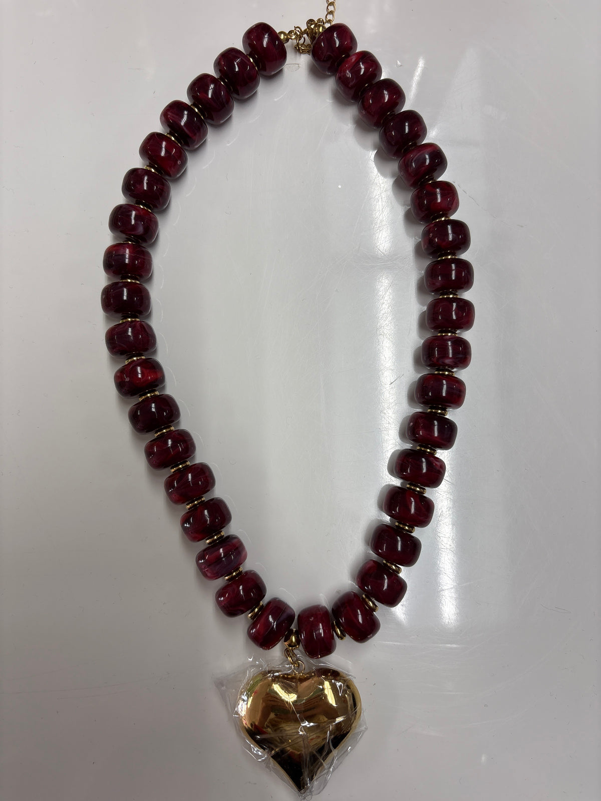 Chunky Beaded Heart Necklace