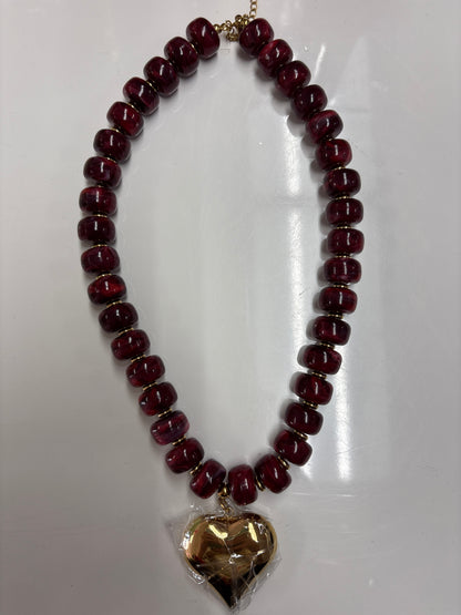 Chunky Beaded Heart Necklace
